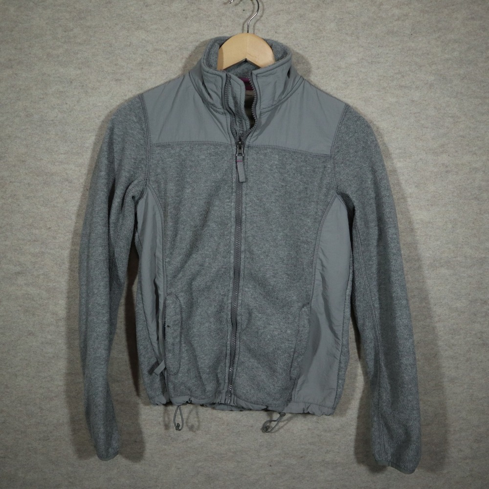 Aeropostale Fleece Jacket XS Grey Mixed Media Full Zip Y2K Gorpcore Pocket